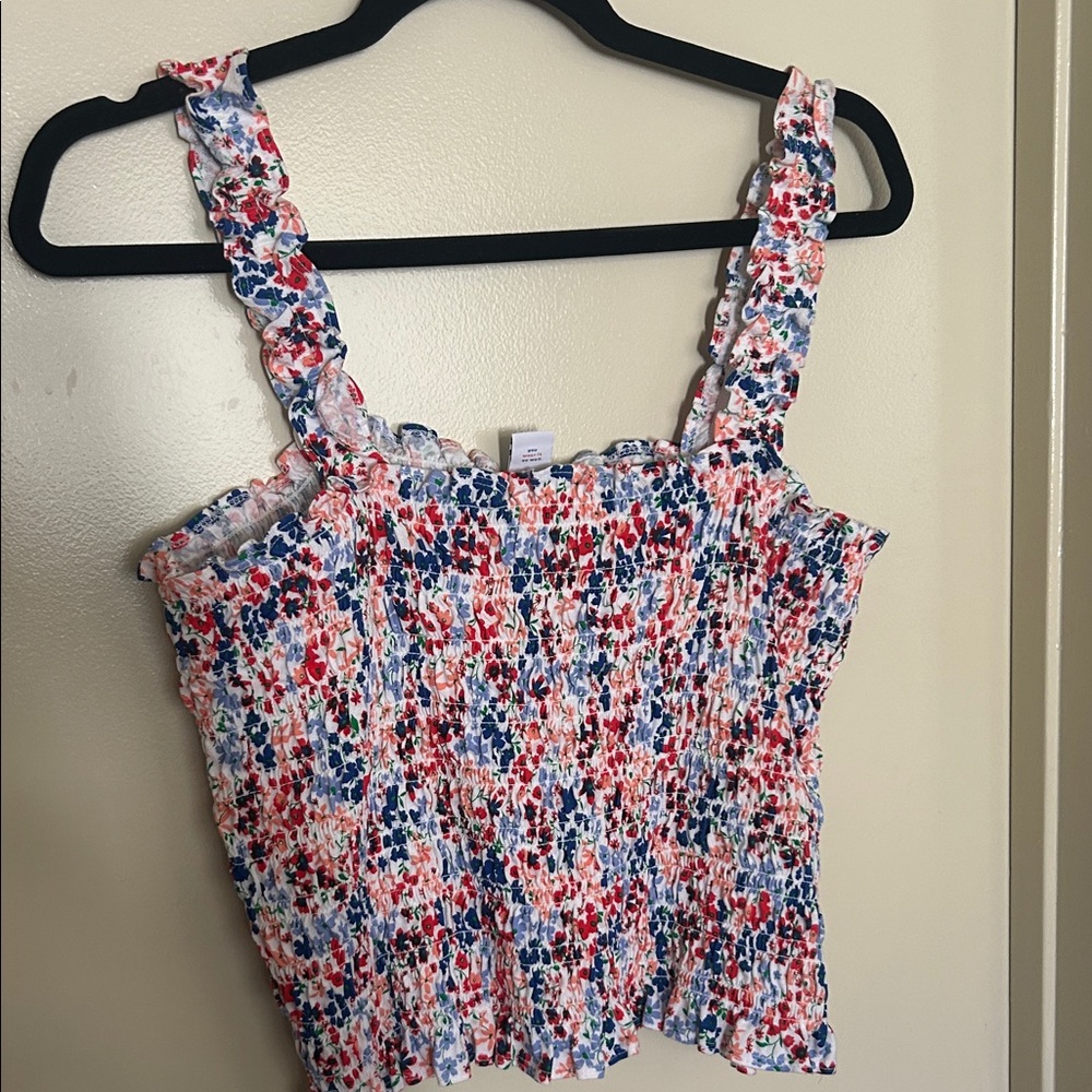 Old Navy Multicolor Floral Smocked Crop Top
